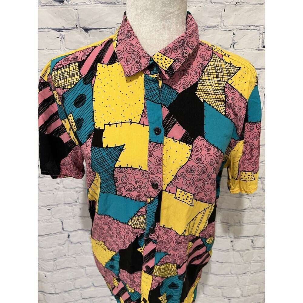 Hot topic Disney The Nightmare Before Christmas Sally Woven Button-Up Top Medium - Picture 2 of 7